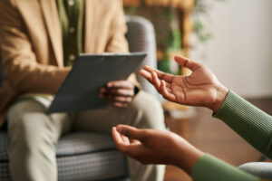 close up of hands while in therapy
