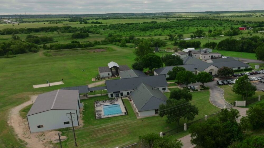 Aerial view of rural campus