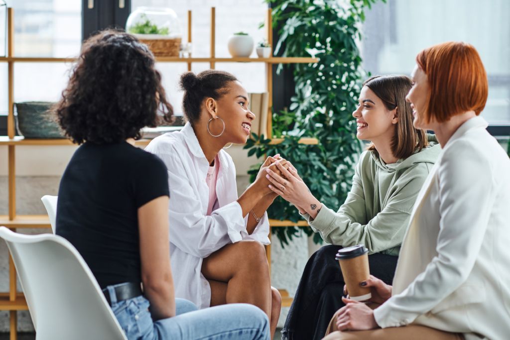 Happy women in a support group
